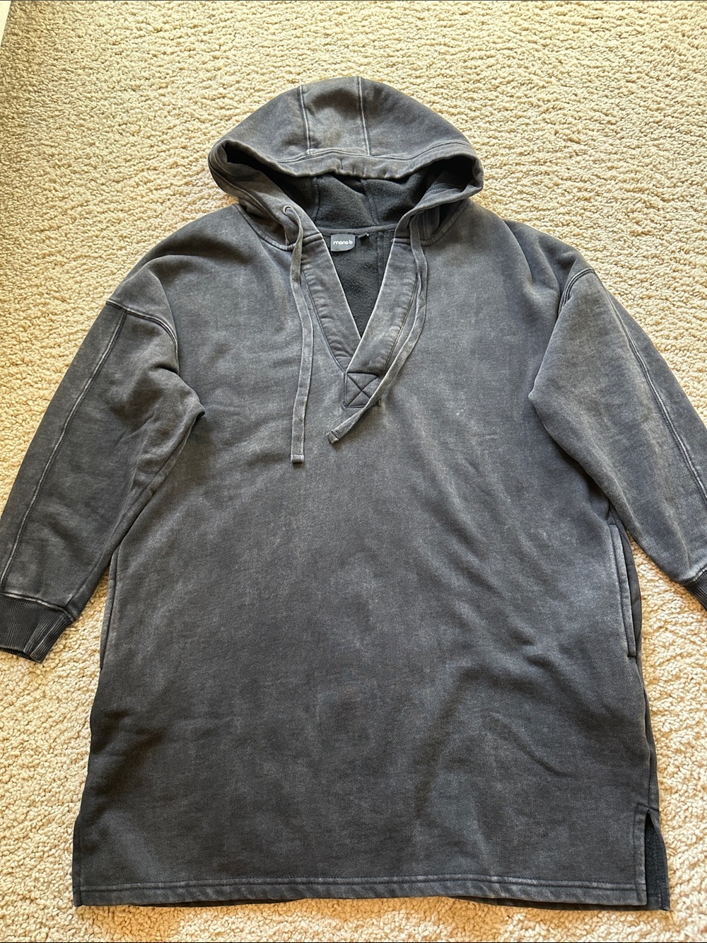 Mono B Washed Charcoal Hooded Pullover